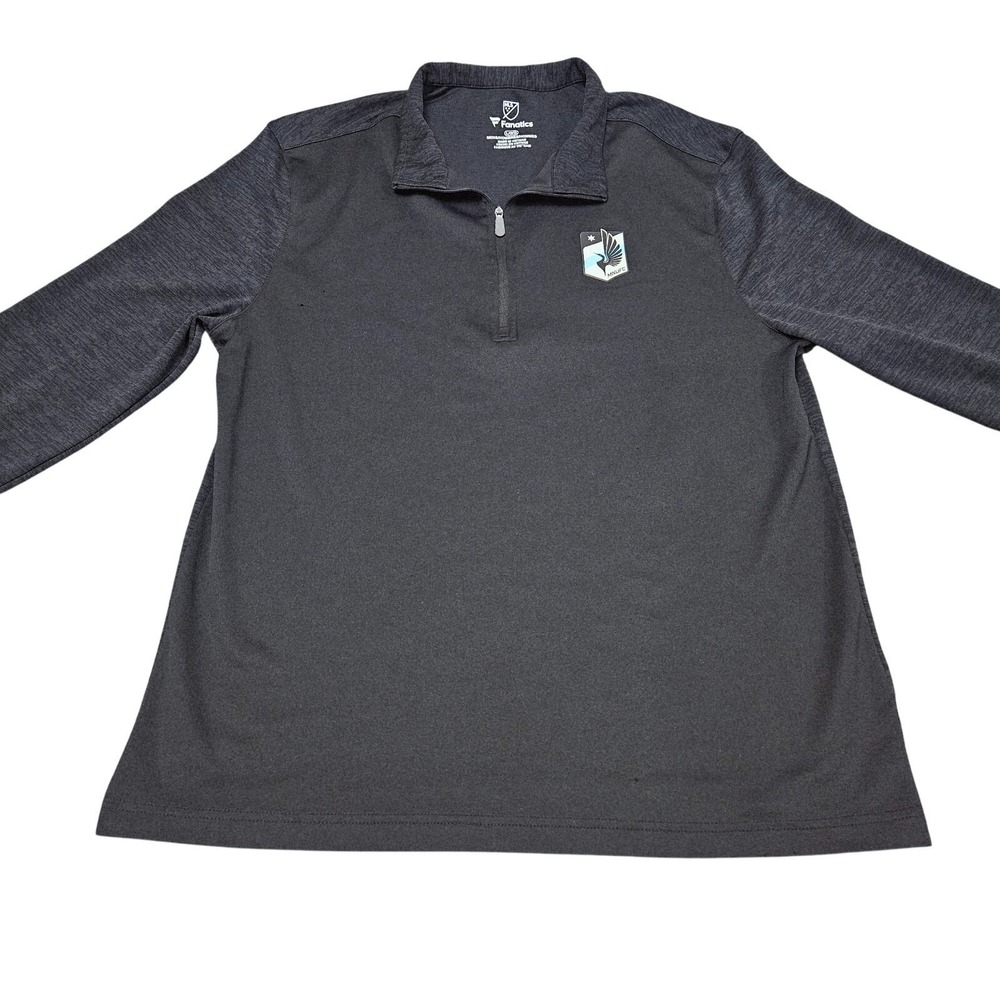 Minnesota United FC Pullover Mens Large Gray Fanatics 1/4 Zip MLS Soccer Top